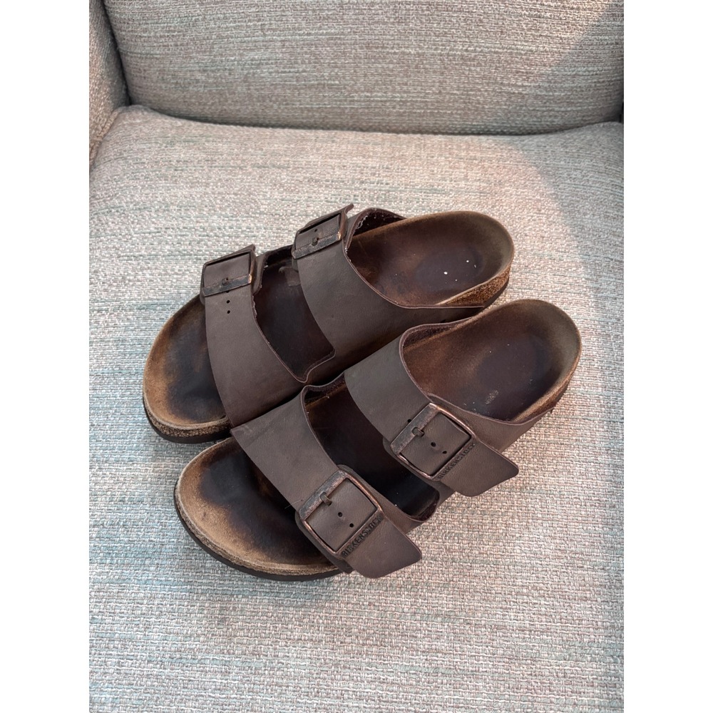 Birkenstock Arizona Dark Brown Birko-Flor Two Strap Sandals Womens 39 L8 M6